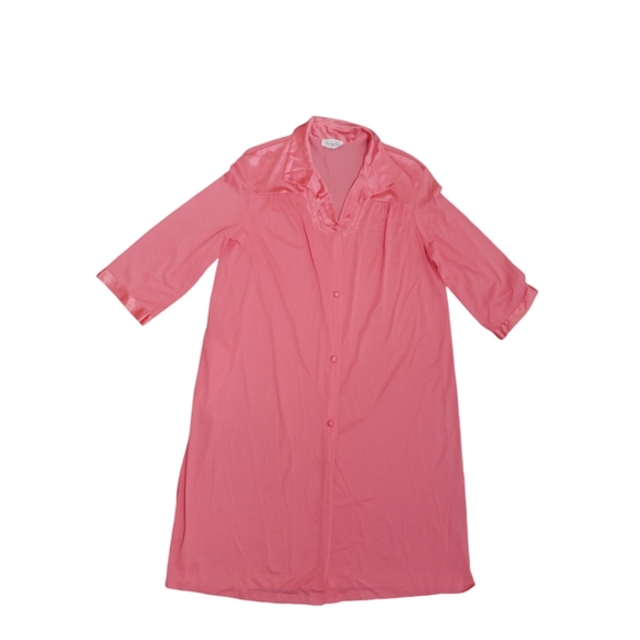 Vanity Fair Pink Robe Large Vintage 70’s Pockets Bottons size M - Picture 3 of 7